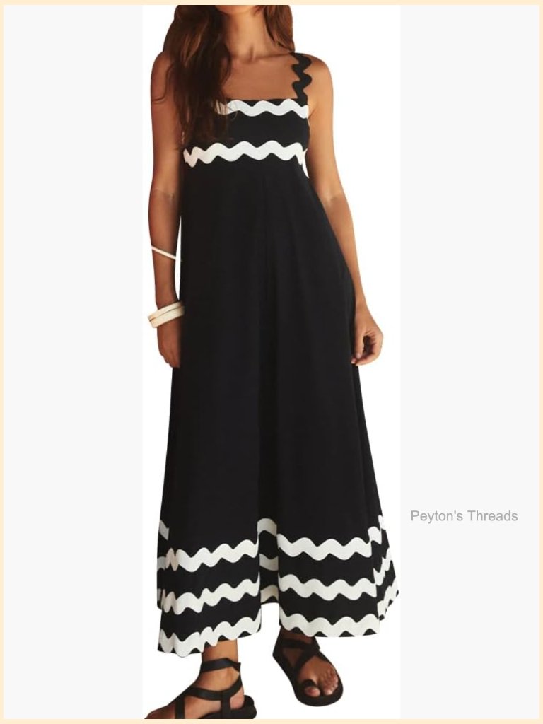 Spaghetti Strap Smocked Maxi Dress With Rickrack Trim